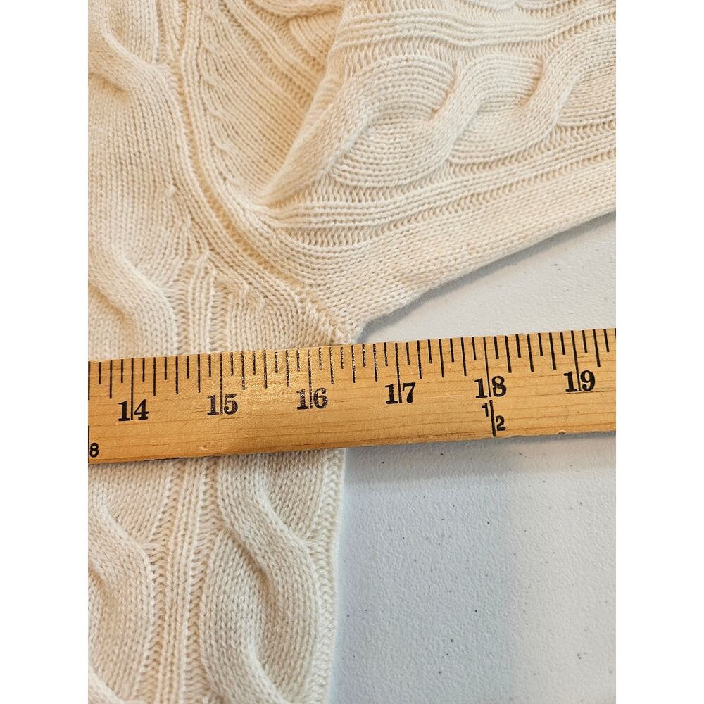 Quince 100% Mongolian Cashmere Cable Knit Sweater Ivory Cream Cropped XS - Picture 6 of 7